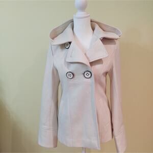 White Small Wool Guess Jacket with Removable Hood